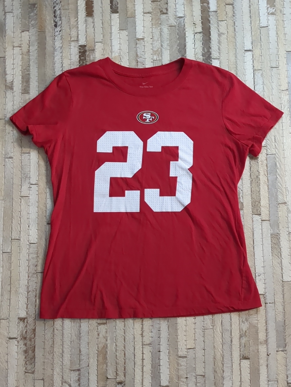 Nike Women's L #23 Christian McCaffrey Scarlet San Francisco 49ers T-Shirt